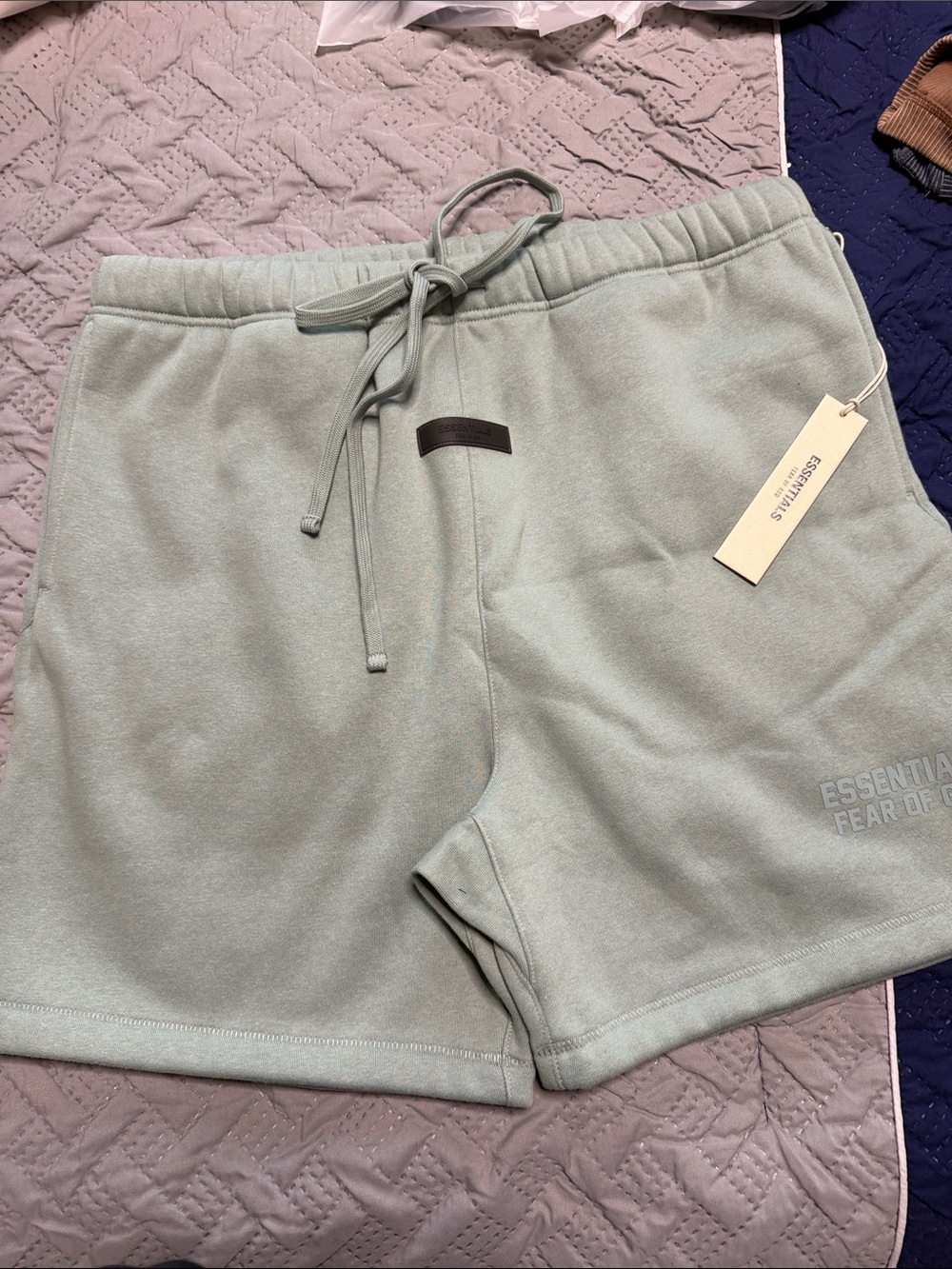 Essentials Men's Sage Green Athletic Fleece Shorts